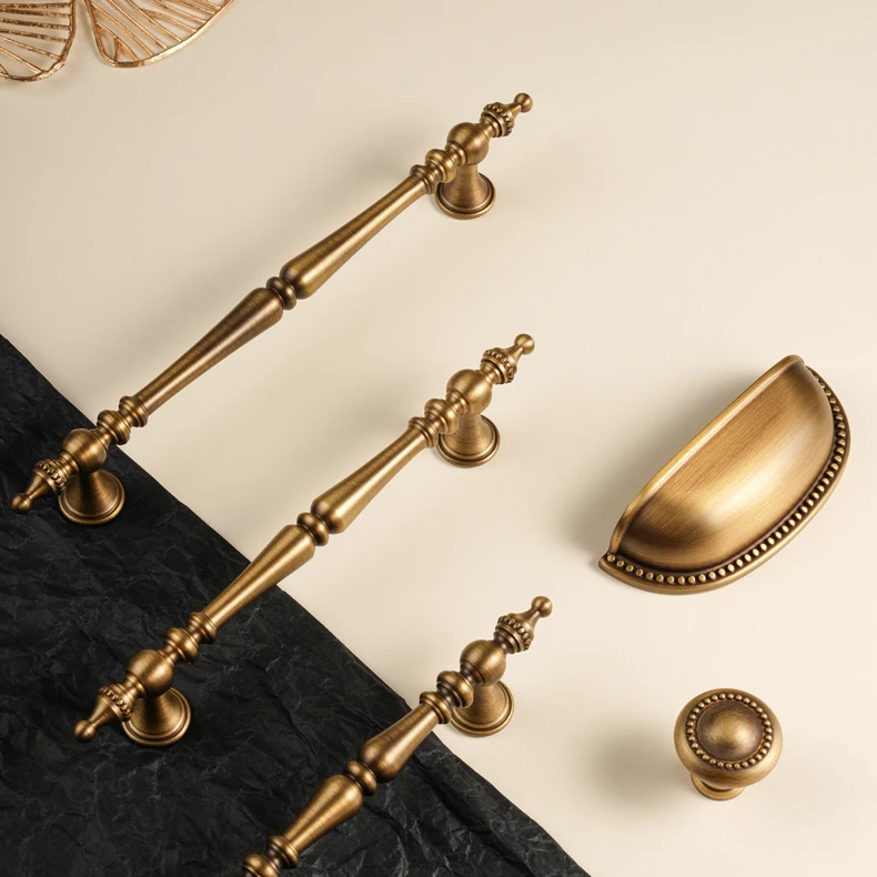 Santaya Antique Brass Cabinet Handles Crown Shape Bronze Furniture Bedroom Wardrobe Door Pulls Kitchen Shoe Box Drawer Knobs