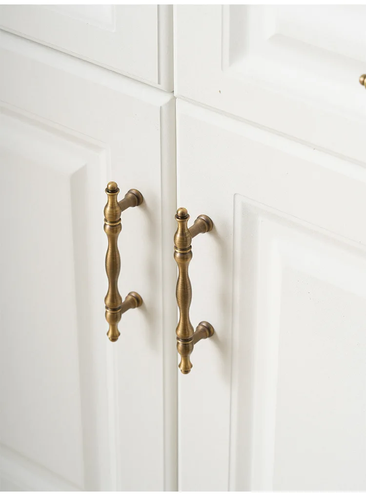 French Vintage Brass Handles for Furniture Bronze Handles for Cabinets and Drawers Hardware Fitting Kitchen Cabinet Handles