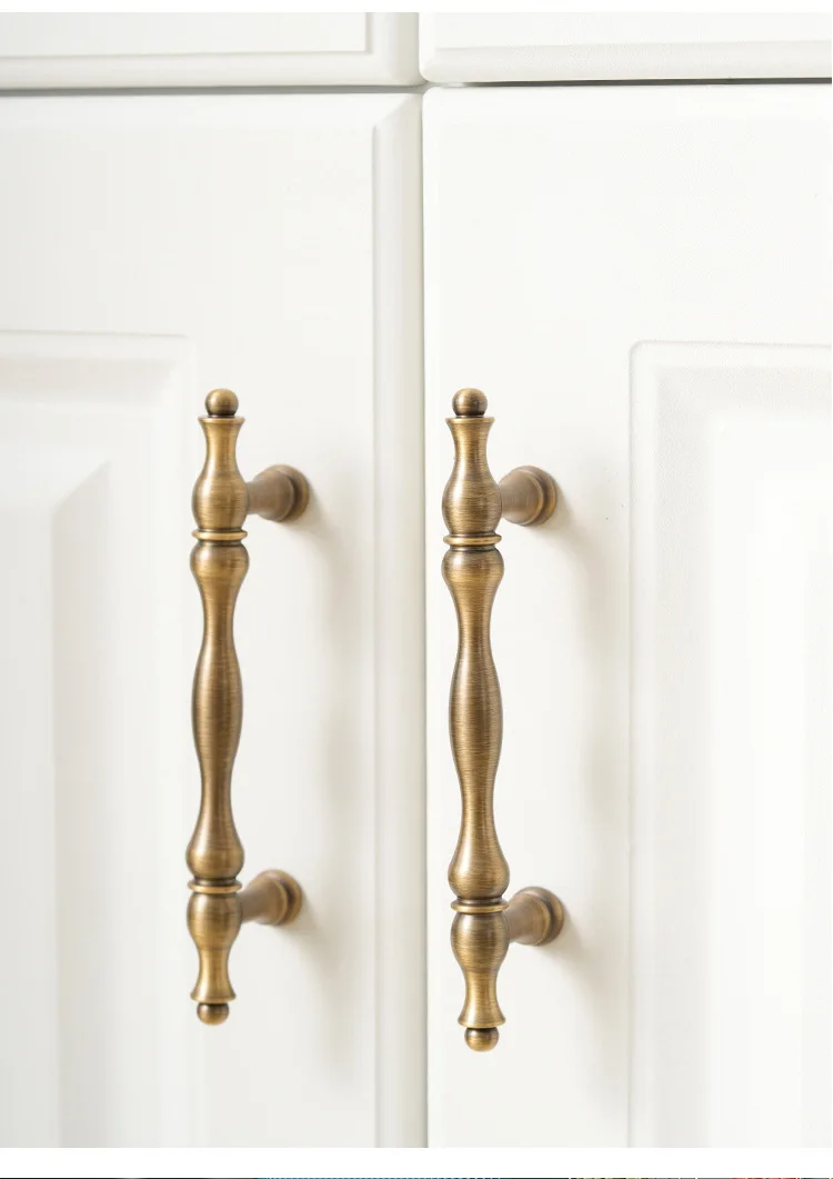 French Vintage Brass Handles for Furniture Bronze Handles for Cabinets and Drawers Hardware Fitting Kitchen Cabinet Handles