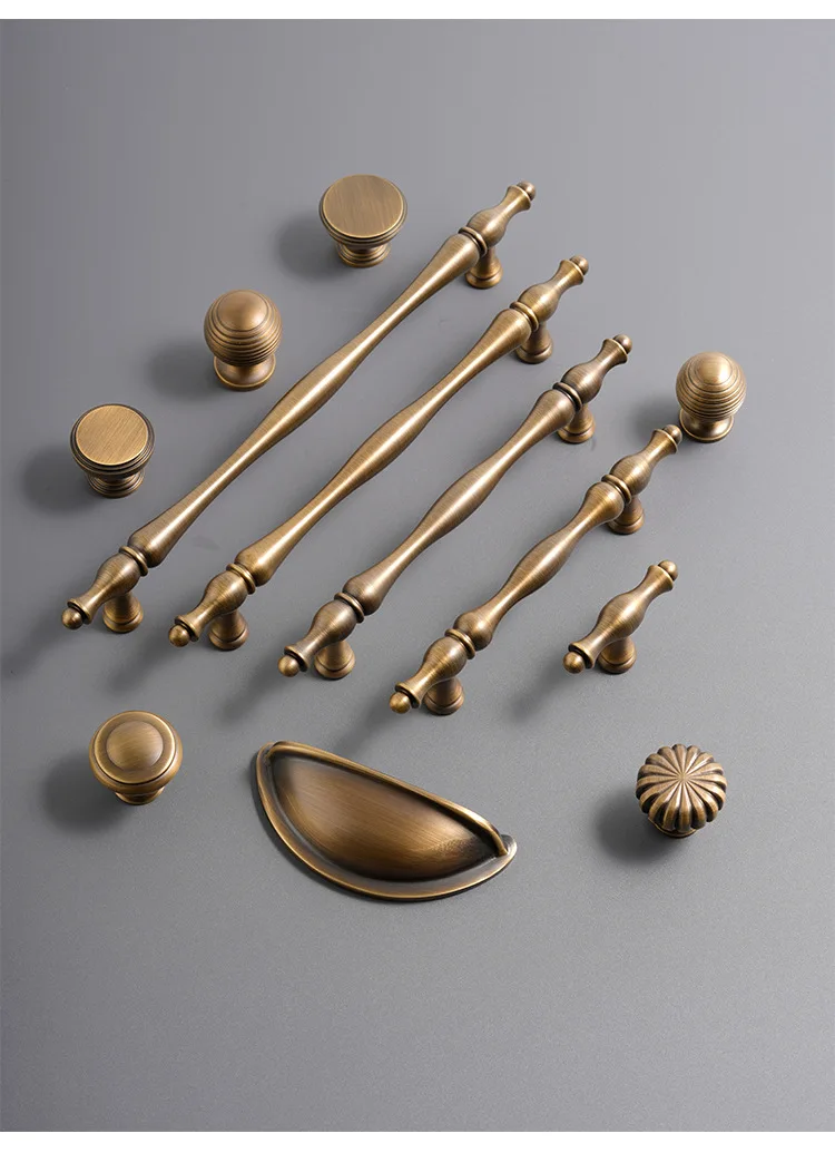 French Vintage Brass Handles for Furniture Bronze Handles for Cabinets and Drawers Hardware Fitting Kitchen Cabinet Handles