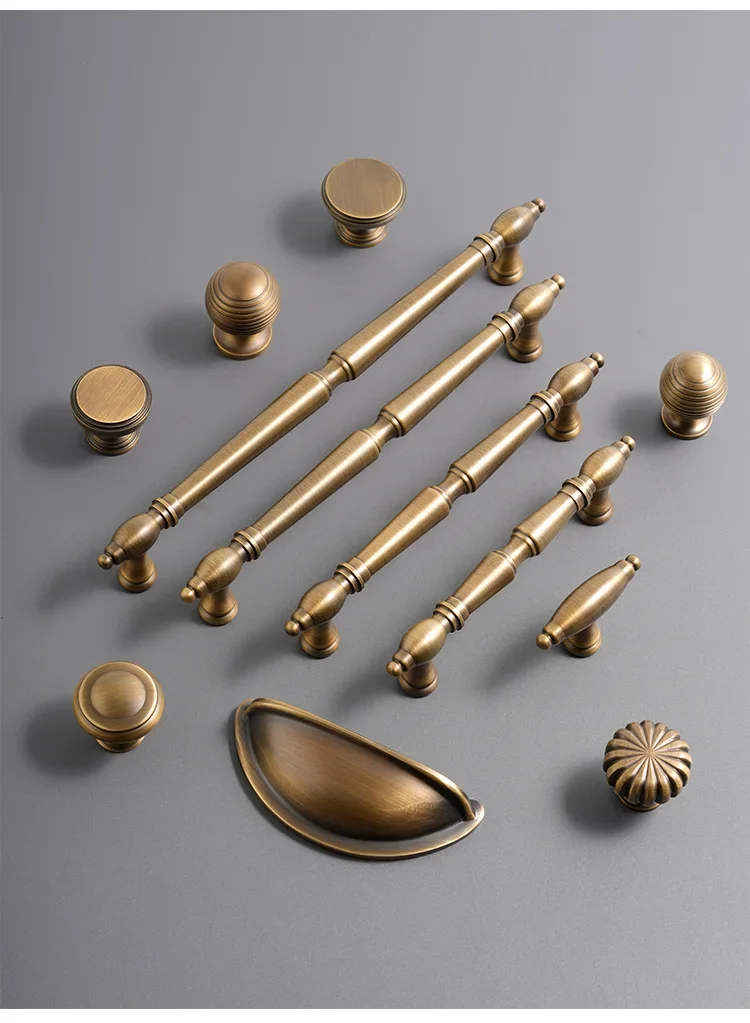 French Vintage Brass Handles for Furniture Bronze Handles for Cabinets and Drawers Hardware Fitting Kitchen Cabinet Handles