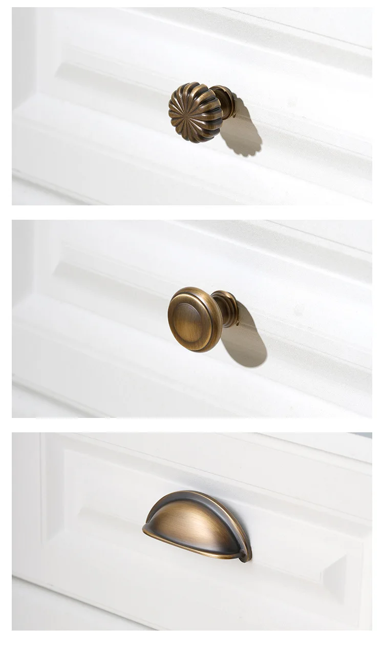 French Vintage Brass Handles for Furniture Bronze Handles for Cabinets and Drawers Hardware Fitting Kitchen Cabinet Handles