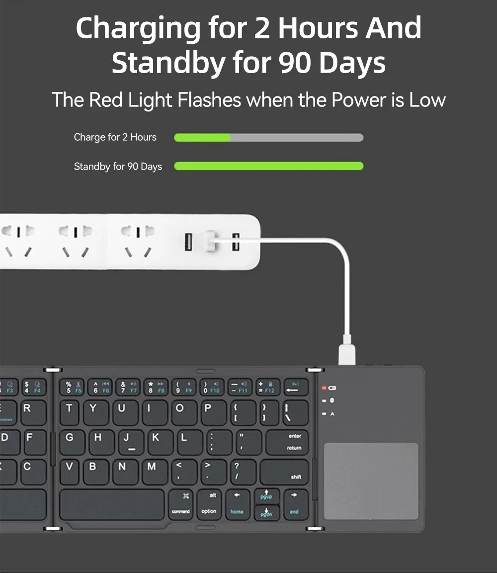 Foldable Bluetooth Keyboard With Touchpad Mini Wireless Keyboard Rechargable Keyboard For IOS Android Windows Tablet Notebook