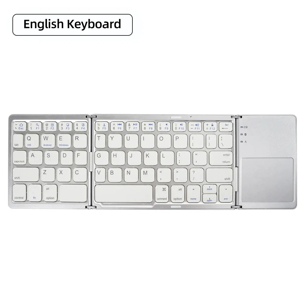 Foldable Bluetooth Keyboard With Touchpad Mini Wireless Keyboard Rechargable Keyboard For IOS Android Windows Tablet Notebook