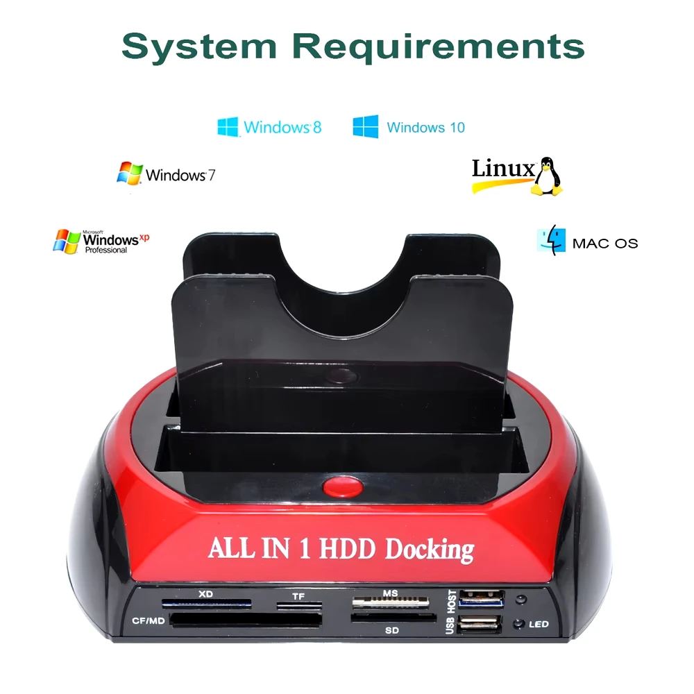 Dual Slots USB3.0 To 2.5/3.5 Inch SATA SSD HDD Docking Station with HUB Reader IDE Type C USB2.0 Hard Drive Enclosure Adapter Dual Slots USB3.0 To 2.5/3.5 Inch SATA SSD HDD Docking Station with HUB Reader IDE Type C USB2.0 Hard Drive Enclosure Adapter