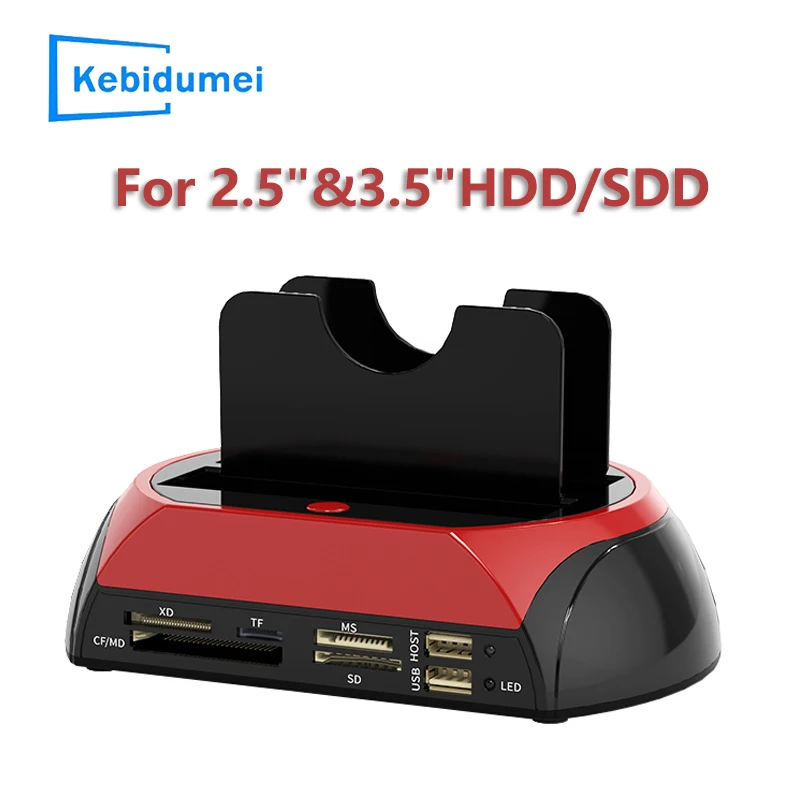 Dual Slots USB3.0 To 2.5/3.5 Inch SATA SSD HDD Docking Station with HUB Reader IDE Type C USB2.0 Hard Drive Enclosure Adapter Dual Slots USB3.0 To 2.5/3.5 Inch SATA SSD HDD Docking Station with HUB Reader IDE Type C USB2.0 Hard Drive Enclosure Adapter