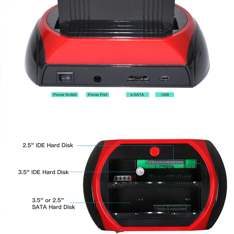 Hard Drive Docking Station for 2.5 3.5 Inch SATA IDE HDD SSD Reader Dual Slots External Disk Box Enclosure Sata To Usb Adapter Hard Drive Docking Station for 2.5 3.5 Inch SATA IDE HDD SSD Reader Dual Slots External Disk Box Enclosure Sata To Usb Adapter
