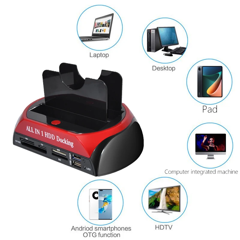 Hard Drive Docking Station for 2.5 3.5 Inch SATA IDE HDD SSD Reader Dual Slots External Disk Box Enclosure Sata To Usb Adapter Hard Drive Docking Station for 2.5 3.5 Inch SATA IDE HDD SSD Reader Dual Slots External Disk Box Enclosure Sata To Usb Adapter