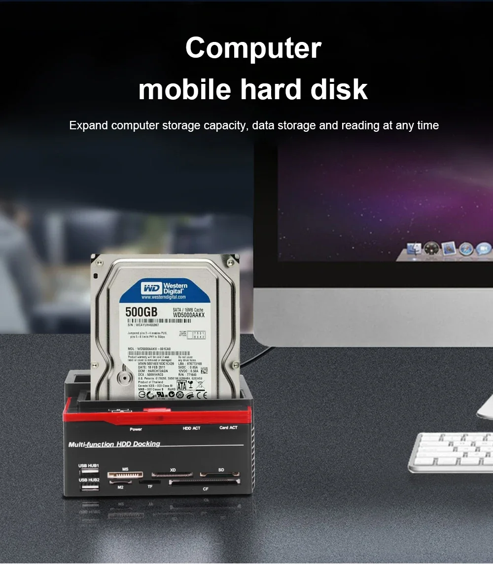 Hard Drive Docking Station for 2.5 3.5 Inch SATA IDE HDD SSD Reader Dual Slots External Disk Box Enclosure Sata To Usb Adapter