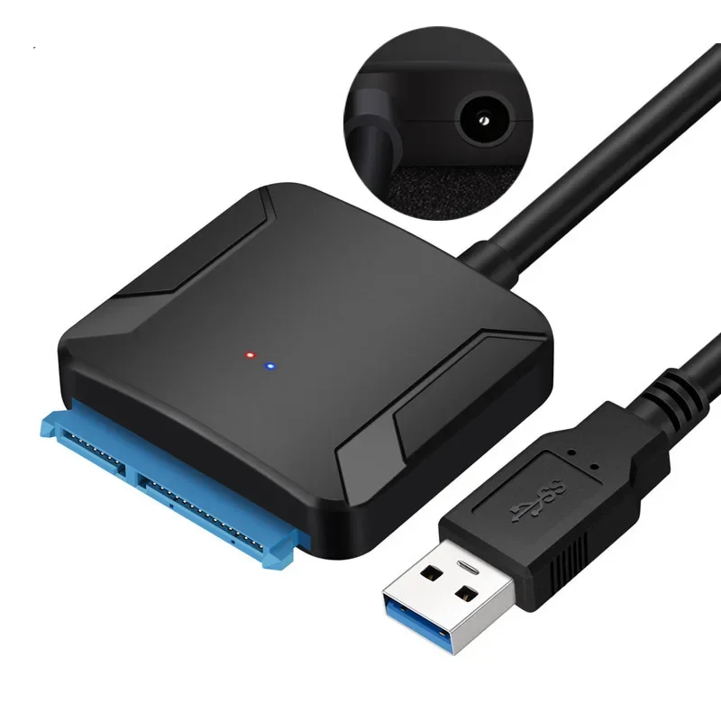 SATA To USB 3.0 Adapter Cable for 2.5/3.5 Inch SSD HDD SATA III Hard Drive Disk Converter Support UASP with 12V Power Adapter