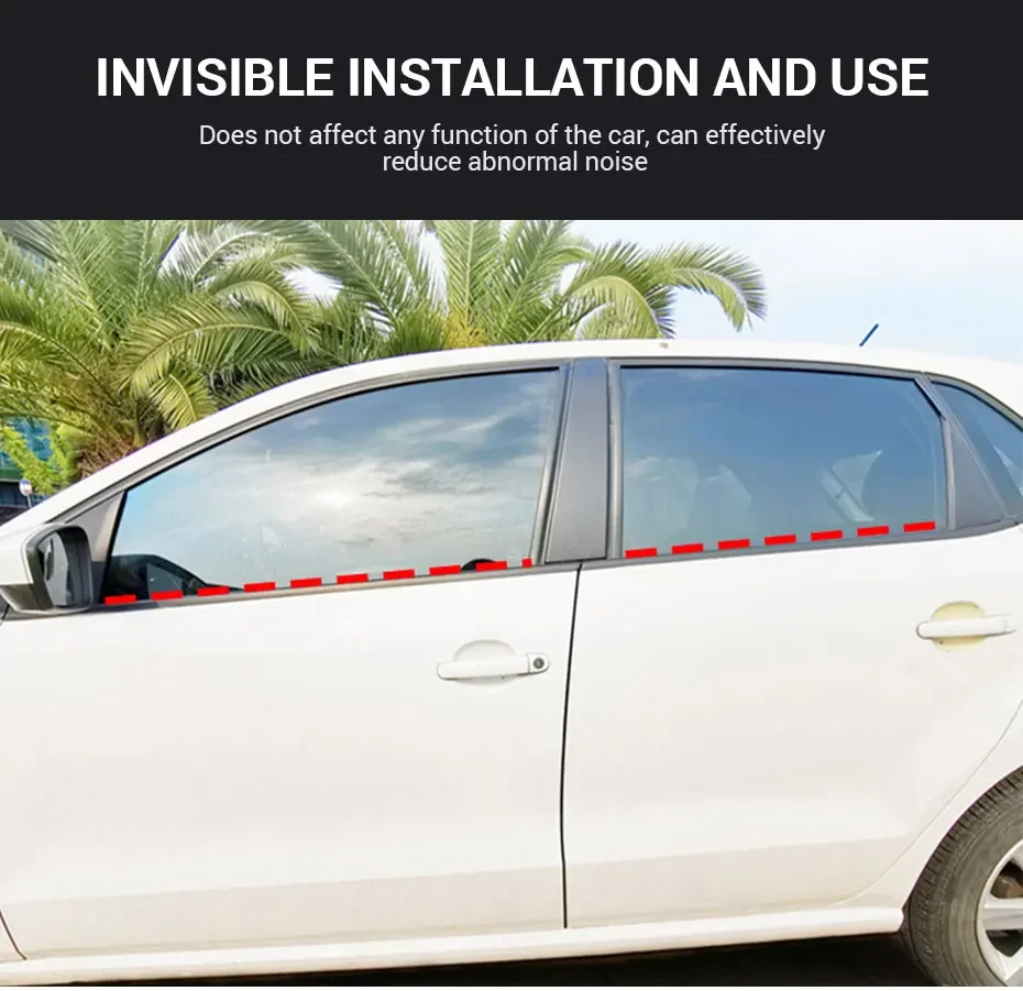 SEAMETAL Car Window Seal Strip V Shape Car Side Window Sealing Strip Rubber Seal Filler Noise Insulation Weatherstrip Sealant