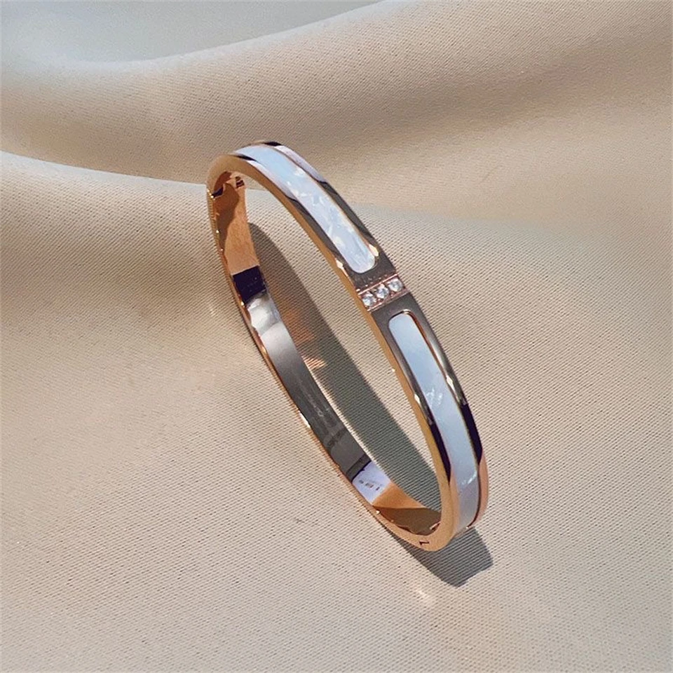 ZAKOL 5/1pcs Sparkling Zirconia Inlaid Stainless Steel Bracelet Set for Women Stackable Bangles Fashion Non Fading Jewelry Gift