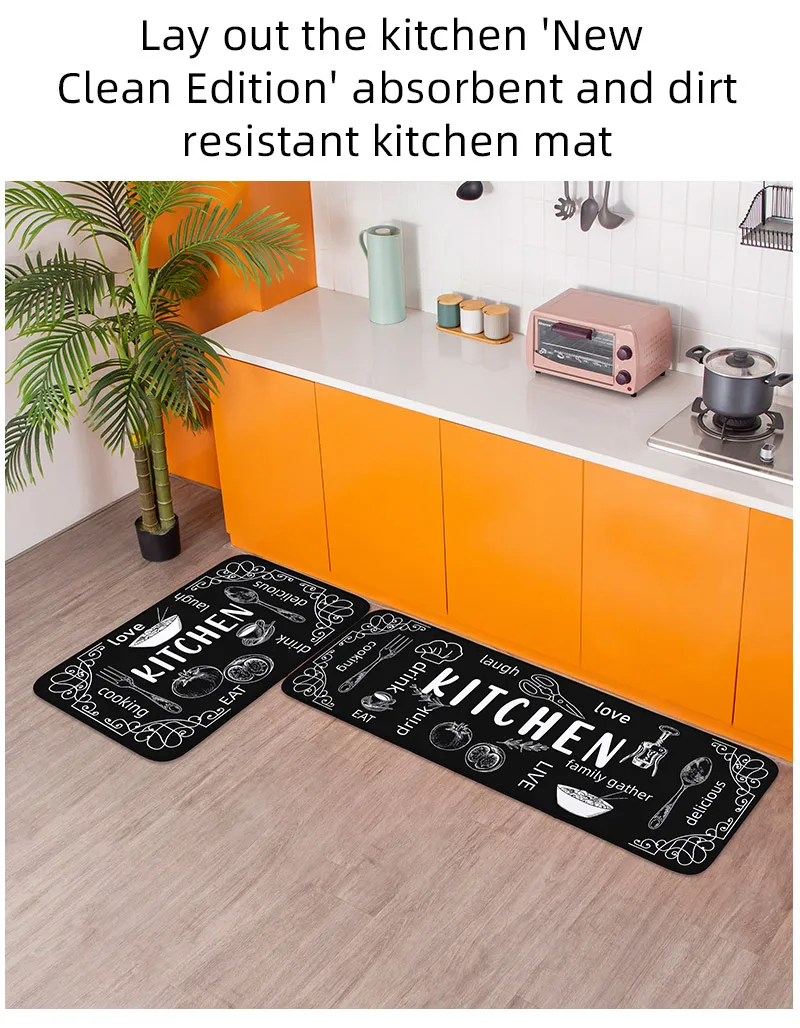 VIKAMA kitchen carpet washable, non-slip, absorbent floor mat, bathroom floor mat, absorbent kitchen mat, door mat, room decorat VIKAMA kitchen carpet washable, non-slip, absorbent floor mat, bathroom floor mat, absorbent kitchen mat, door mat, room decorat