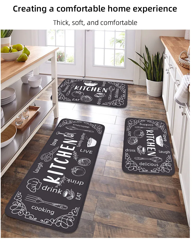 VIKAMA kitchen carpet washable, non-slip, absorbent floor mat, bathroom floor mat, absorbent kitchen mat, door mat, room decorat VIKAMA kitchen carpet washable, non-slip, absorbent floor mat, bathroom floor mat, absorbent kitchen mat, door mat, room decorat