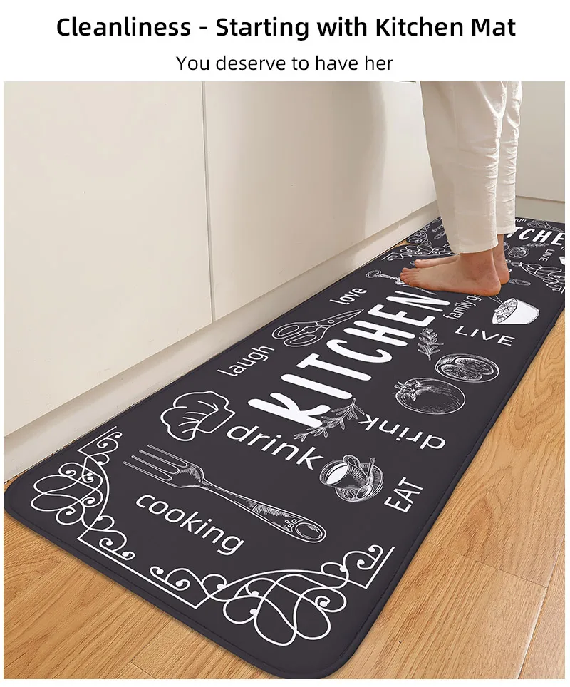 VIKAMA kitchen carpet washable, non-slip, absorbent floor mat, bathroom floor mat, absorbent kitchen mat, door mat, room decorat VIKAMA kitchen carpet washable, non-slip, absorbent floor mat, bathroom floor mat, absorbent kitchen mat, door mat, room decorat