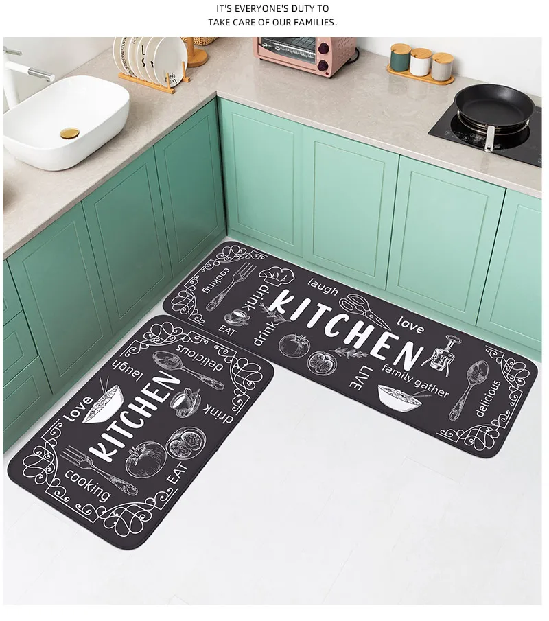 VIKAMA kitchen carpet washable, non-slip, absorbent floor mat, bathroom floor mat, absorbent kitchen mat, door mat, room decorat VIKAMA kitchen carpet washable, non-slip, absorbent floor mat, bathroom floor mat, absorbent kitchen mat, door mat, room decorat
