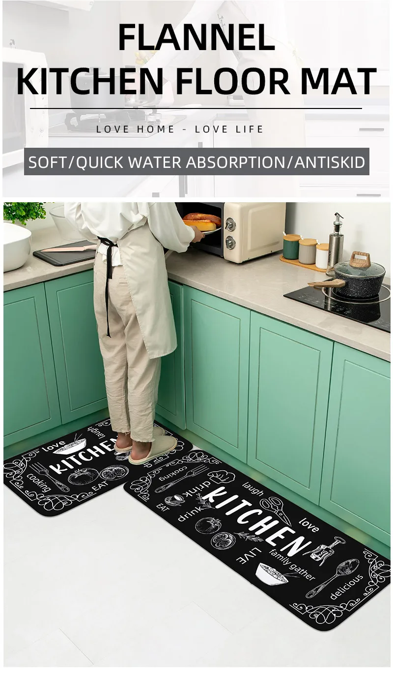 VIKAMA kitchen carpet washable, non-slip, absorbent floor mat, bathroom floor mat, absorbent kitchen mat, door mat, room decorat VIKAMA kitchen carpet washable, non-slip, absorbent floor mat, bathroom floor mat, absorbent kitchen mat, door mat, room decorat