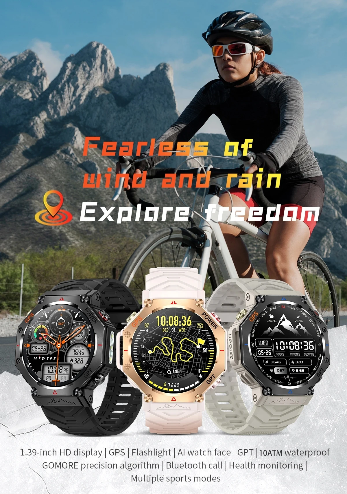 T-Rex 3 Ultra Military Grade GPS Smart Watch 10ATM Waterproof Compass Altimeter Barometric AMOLED Men HD Call Sports Smartwatch