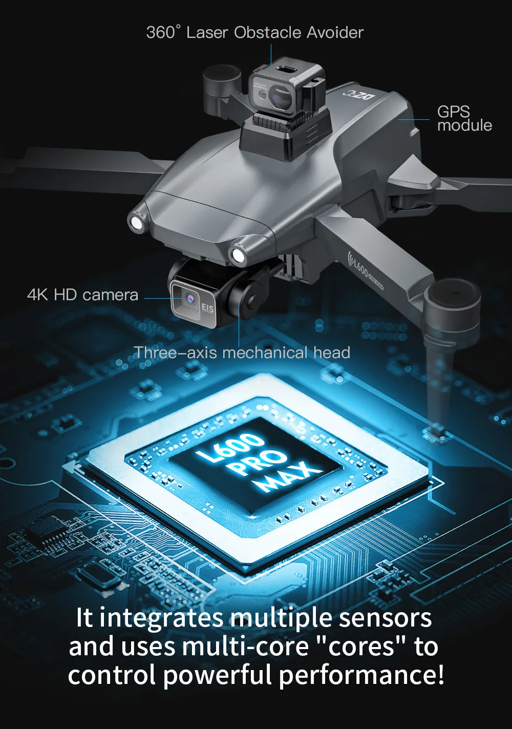 Original L600 PRO MAX GPS Drone Professional 3-Axis PTZ HD Dual Camera Obstacle Avoidance Brushless Motor 5G WIFI RC Quadcopter