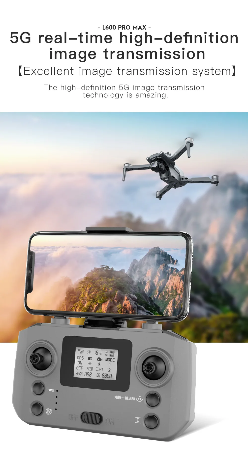 Original L600 PRO MAX GPS Drone Professional 3-Axis PTZ HD Dual Camera Obstacle Avoidance Brushless Motor 5G WIFI RC Quadcopter