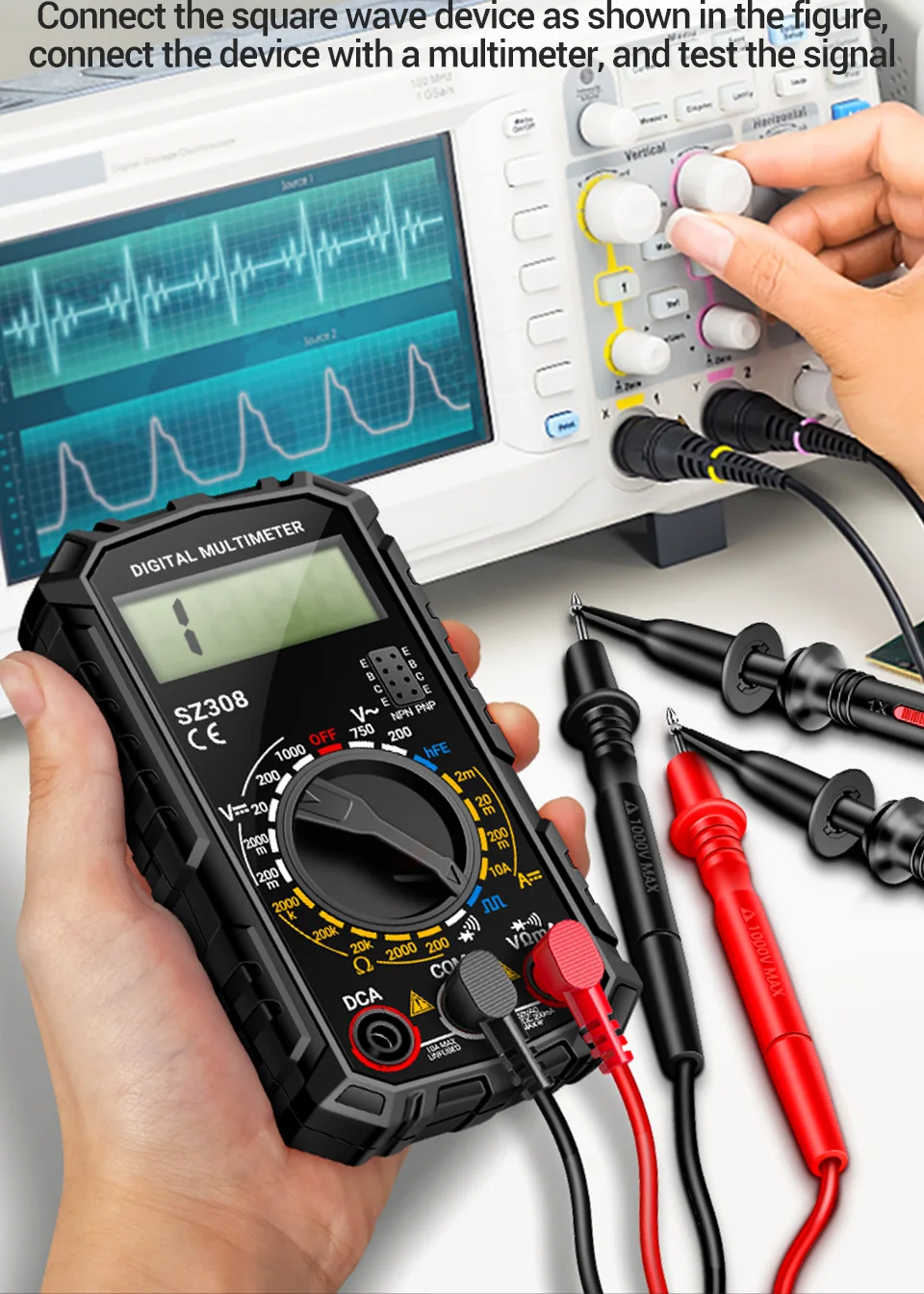 ANENG SZ308 Digital Multimeter   AC/DC Current Meter Voltage Resistance Meter Electrician LCD Screen Ohm Square Wave Test