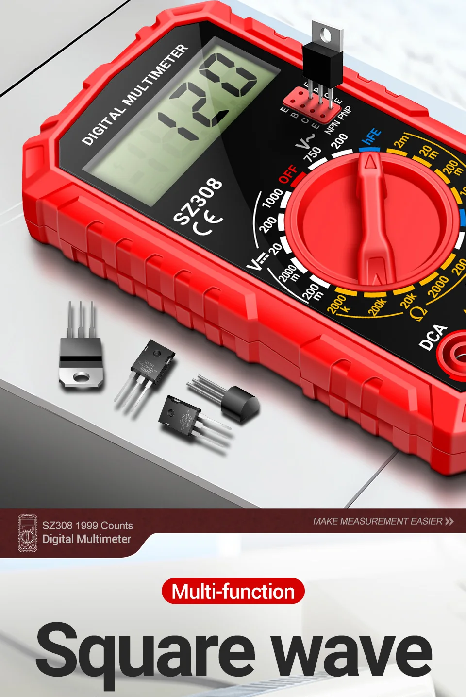 ANENG SZ308 Digital Multimeter   AC/DC Current Meter Voltage Resistance Meter Electrician LCD Screen Ohm Square Wave Test