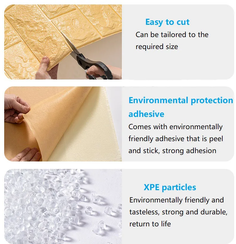 70cmx1m 3D Wall Sticker Imitation Brick Bedroom Home Decor Waterproof Self-adhesive DIY Wallpaper for Living Room