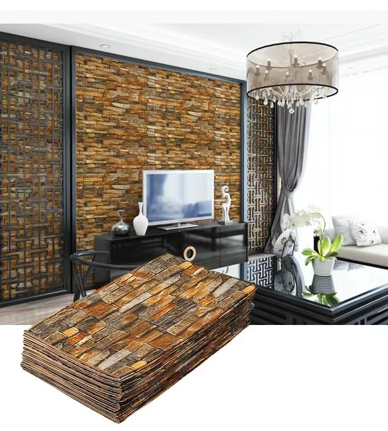 70cmx1m 3D Wall Sticker Imitation Brick Bedroom Home Decor Waterproof Self-adhesive DIY Wallpaper for Living Room