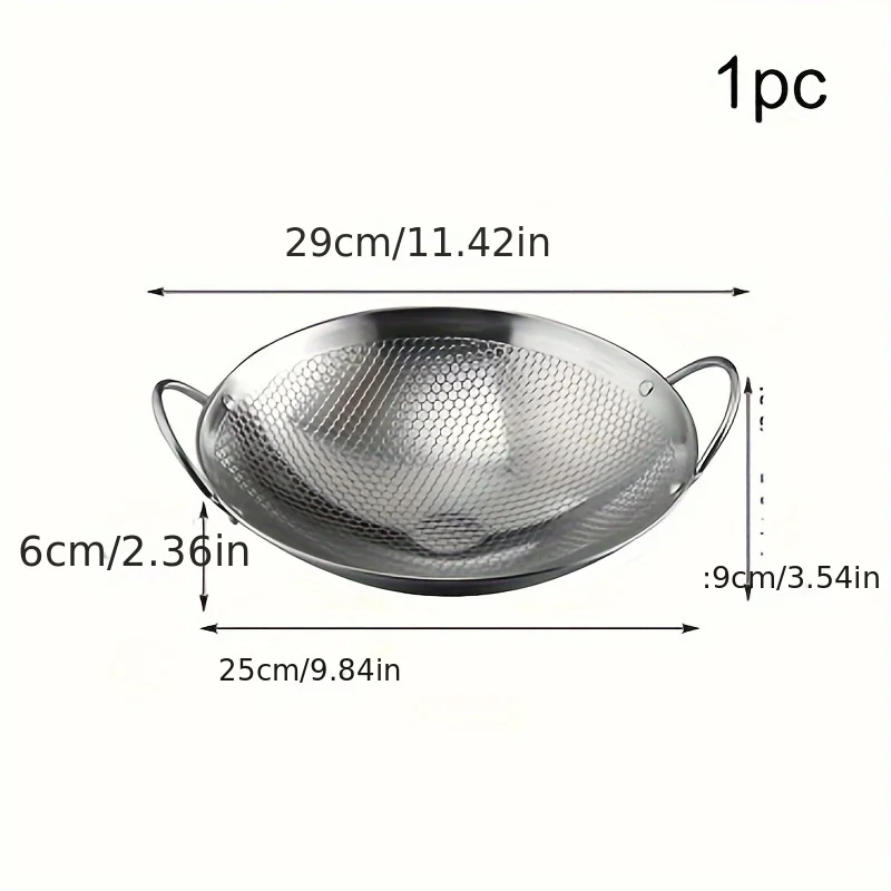 1pc 29cm/11.42inch stainless steel honeycomb skillet non-stick with handle scratch-resistant cooking pasta steak porridge ramen