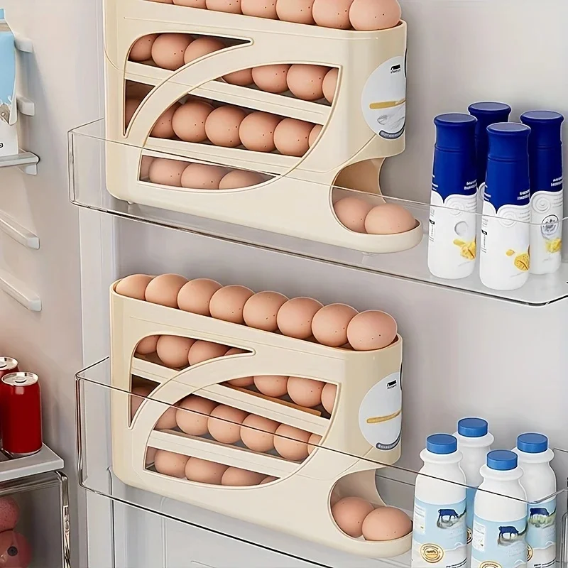 3-Tier Rolling Egg Storage Container for Refrigerator Holds 24 Eggs Organizer Rack Large Capacity Kitchen & Fridge Storage Box 3-Tier Rolling Egg Storage Container for Refrigerator Holds 24 Eggs Organizer Rack Large Capacity Kitchen & Fridge Storage Box