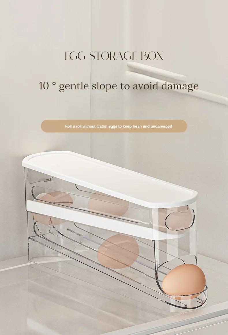 Bilayer Fridge Egg Storage Box Automatic Rolling Eggs Holder Rack Ladder Style Refrigerator Eggs Dispenser Egg Organizer Holder