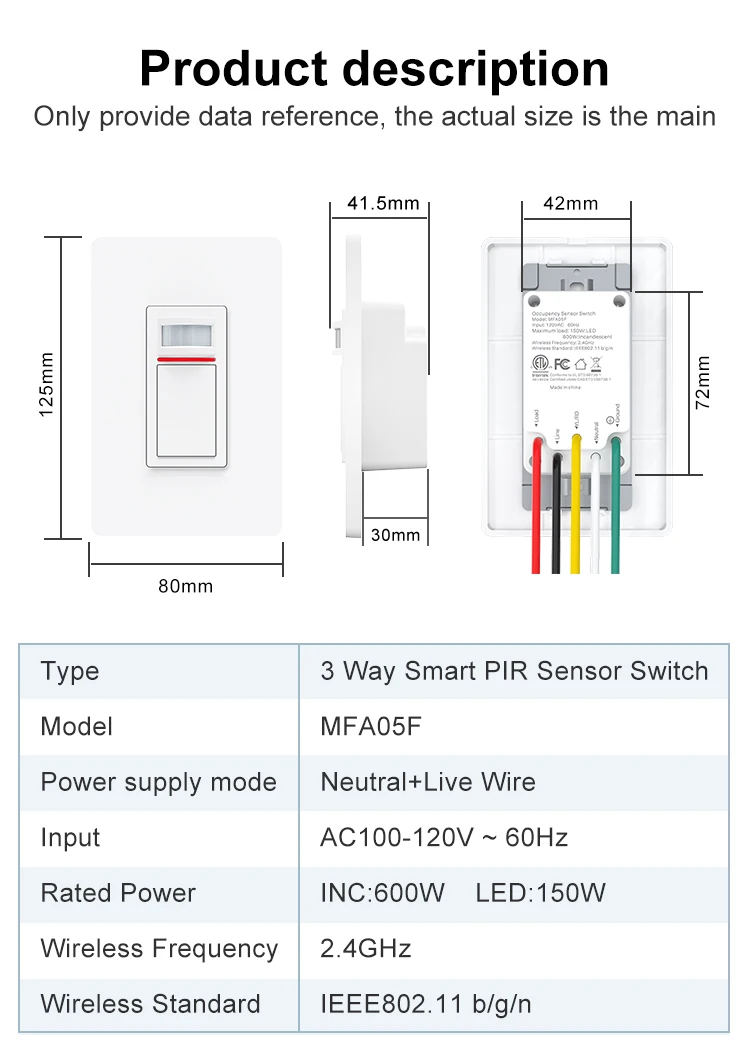 Tuya WiFi Smart PIR Motion Sensor US Standard 1/2 Gang Light Switch 15A AC100-125V Voice Control Works with Alexa Google Home Tuya WiFi Smart PIR Motion Sensor US Standard 1/2 Gang Light Switch 15A AC100-125V Voice Control Works with Alexa Google Home