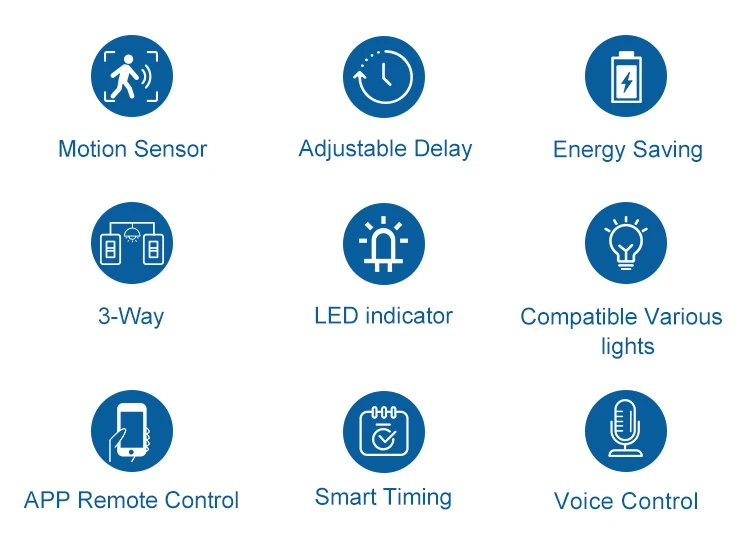 Tuya WiFi Smart PIR Motion Sensor US Standard 1/2 Gang Light Switch 15A AC100-125V Voice Control Works with Alexa Google Home Tuya WiFi Smart PIR Motion Sensor US Standard 1/2 Gang Light Switch 15A AC100-125V Voice Control Works with Alexa Google Home