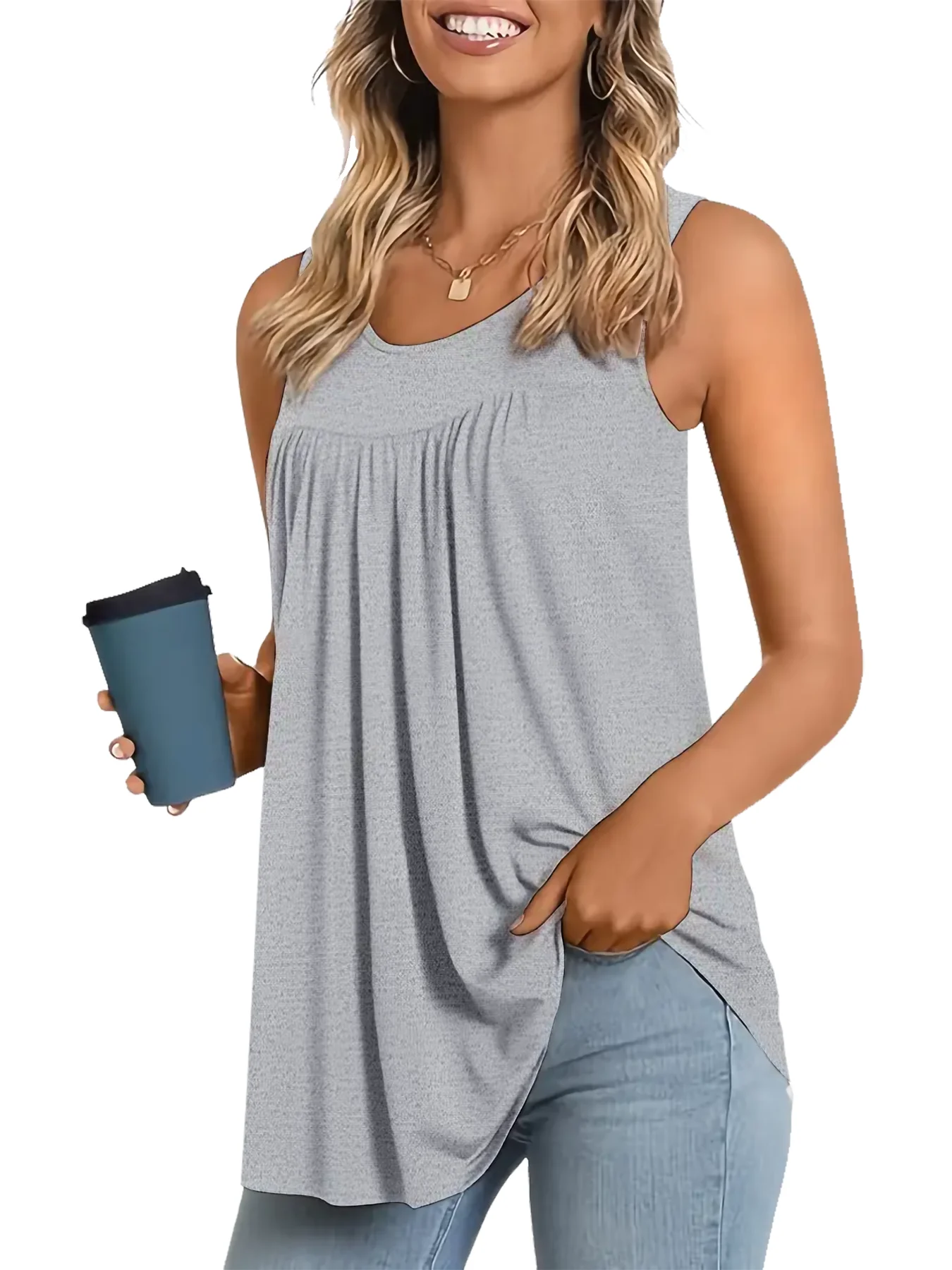 New fashion women's loose casual solid color plus size vest New fashion women's loose casual solid color plus size vest