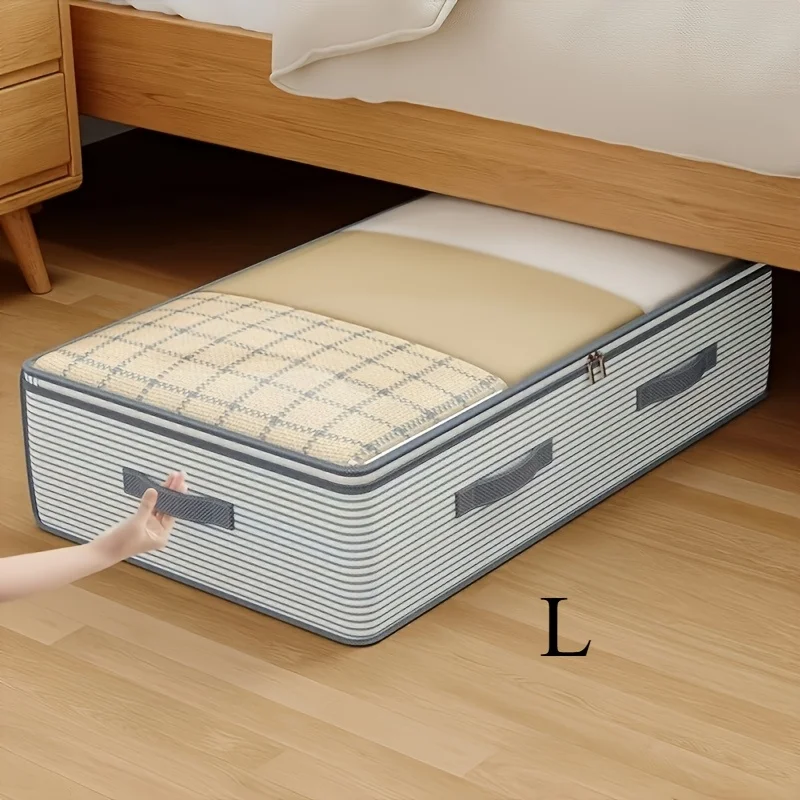 Large Capacity Clothes Storage Bag Heavy Duty Non-woven Organizer Box Clear Window for Comforters Blankets Bedding Under Bed