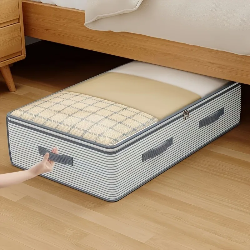 Large Capacity Clothes Storage Bag Heavy Duty Non-woven Organizer Box Clear Window for Comforters Blankets Bedding Under Bed
