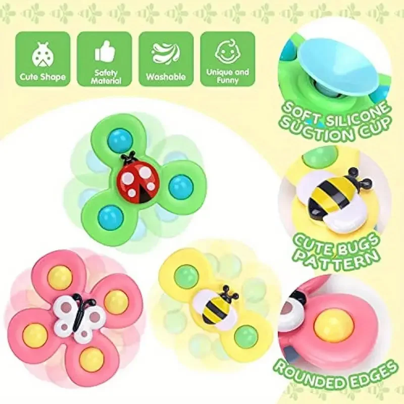 Childrens Interactive Bug Flower Suction Cup Top Toy Cartoon Suction Cup Spinning Baby Toy Educational Fun Play Childrens Interactive Bug Flower Suction Cup Top Toy Cartoon Suction Cup Spinning Baby Toy Educational Fun Play