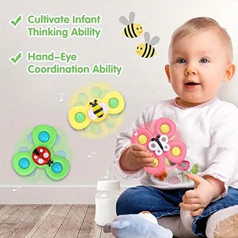 Childrens Interactive Bug Flower Suction Cup Top Toy Cartoon Suction Cup Spinning Baby Toy Educational Fun Play Childrens Interactive Bug Flower Suction Cup Top Toy Cartoon Suction Cup Spinning Baby Toy Educational Fun Play