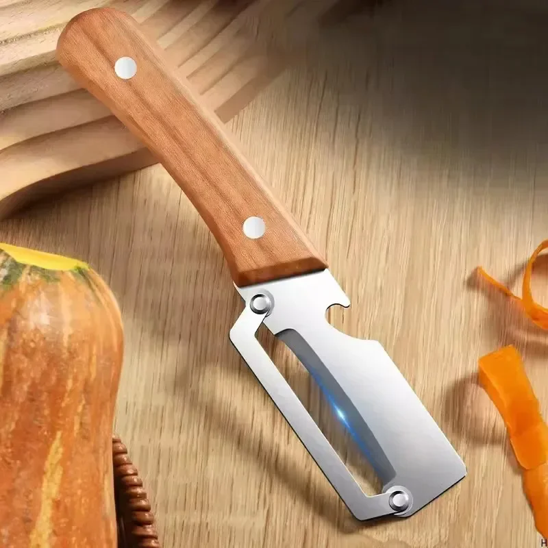 Kitchen Peeler Stainless Steel Vegetable Peeler with Wooden Handle for Peeling and Slicing Fruits and Vegetables Kitchen Tool
