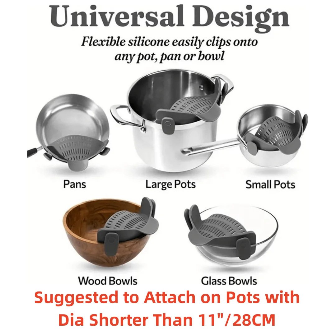 1pc, Strainer, Pot Strainer, Adjustable Clip On Strainer For Pots Pans And Bowls, Kitchen Pot Strainer 1pc, Strainer, Pot Strainer, Adjustable Clip On Strainer For Pots Pans And Bowls, Kitchen Pot Strainer