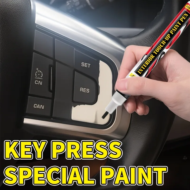 Car Button Paint Repair Pen | Black Touch-Up | Fix Interior/Steering Wheel/Dashboard Scratches | Leather Seat Color Matching Car Button Paint Repair Pen | Black Touch-Up | Fix Interior/Steering Wheel/Dashboard Scratches | Leather Seat Color Matching