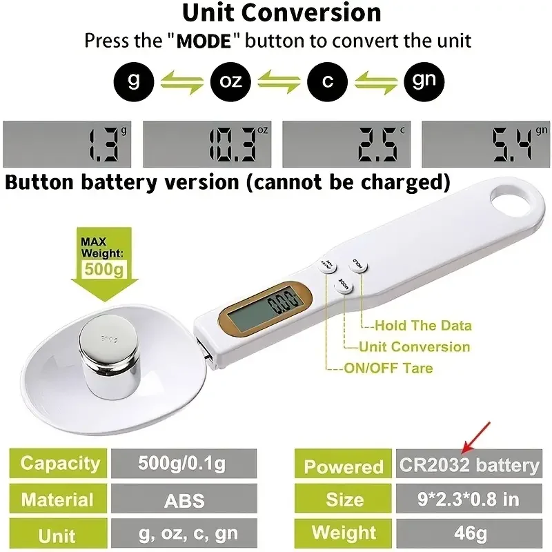 Mini Spoon Scale Digital Kitchen Scale Electronic LCD Food Scale 0.1-500g Cooking Flour Milk Coffee Powder Weight Measure Spoon Mini Spoon Scale Digital Kitchen Scale Electronic LCD Food Scale 0.1-500g Cooking Flour Milk Coffee Powder Weight Measure Spoon
