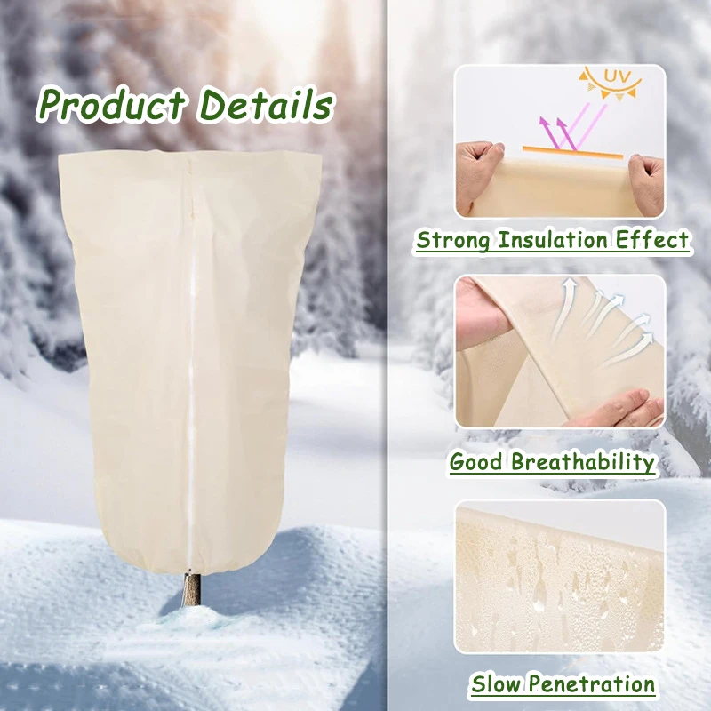 Plant Cover Winter Warm Tree Shrub Protecting Bag Frost Cloth Blankets for Outdoor Plant Freeze Protection Covers with Zipper