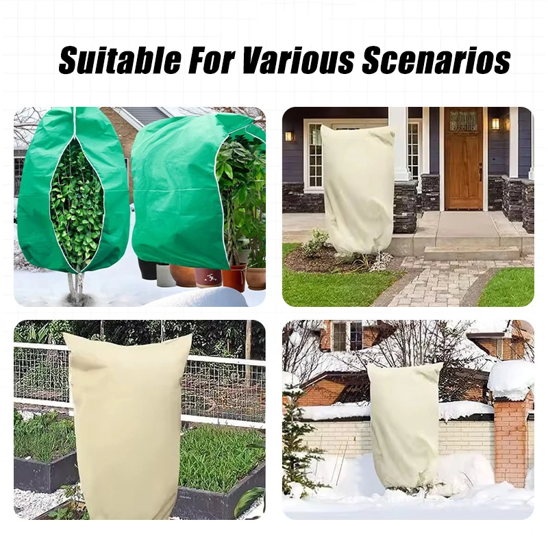 Plant Cover Winter Warm Tree Shrub Protecting Bag Frost Cloth Blankets for Outdoor Plant Freeze Protection Covers with Zipper