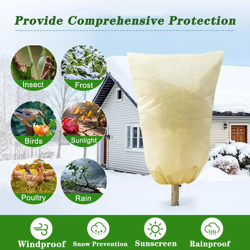 Plant Cover Winter Warm Tree Shrub Protecting Bag Frost Cloth Blankets for Outdoor Plant Freeze Protection Covers with Zipper