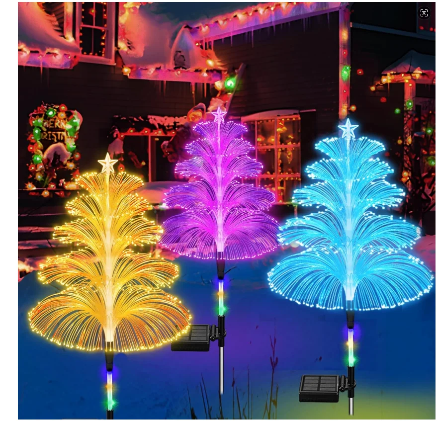 Solar Jellyfish Lights Outdoor Waterproof 3/5 Layer Optical Fiber Decorative Lights for Garden Pathway Lawn Yard Outside Decor