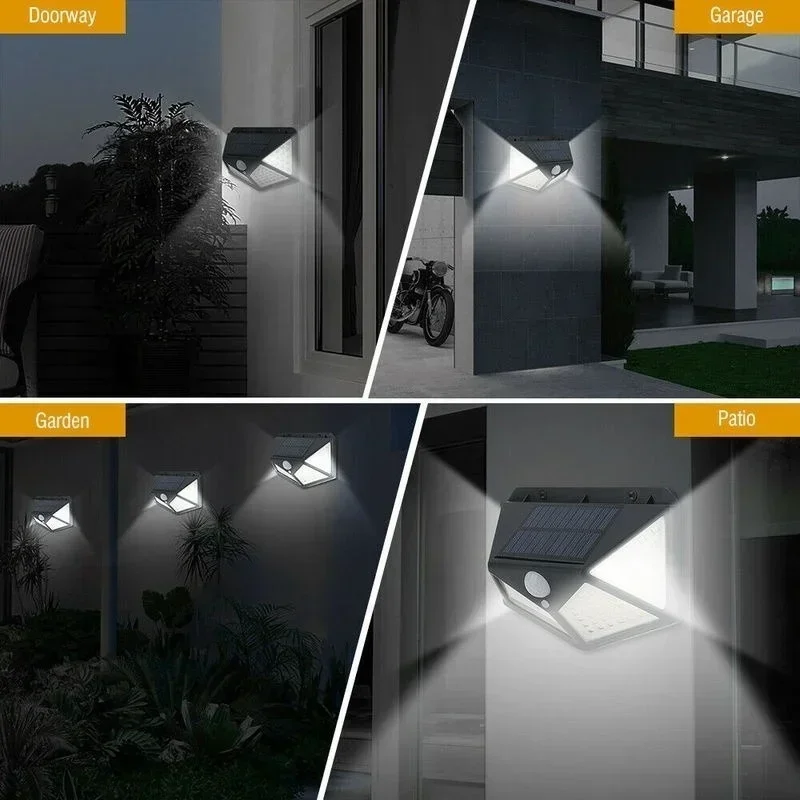 1/2/4Pcs New Solar Lights Outdoor 3 Modes Wall Lamp PIR Motion Sensor 100LED Classic Solar Street Light for Garden Courtyard