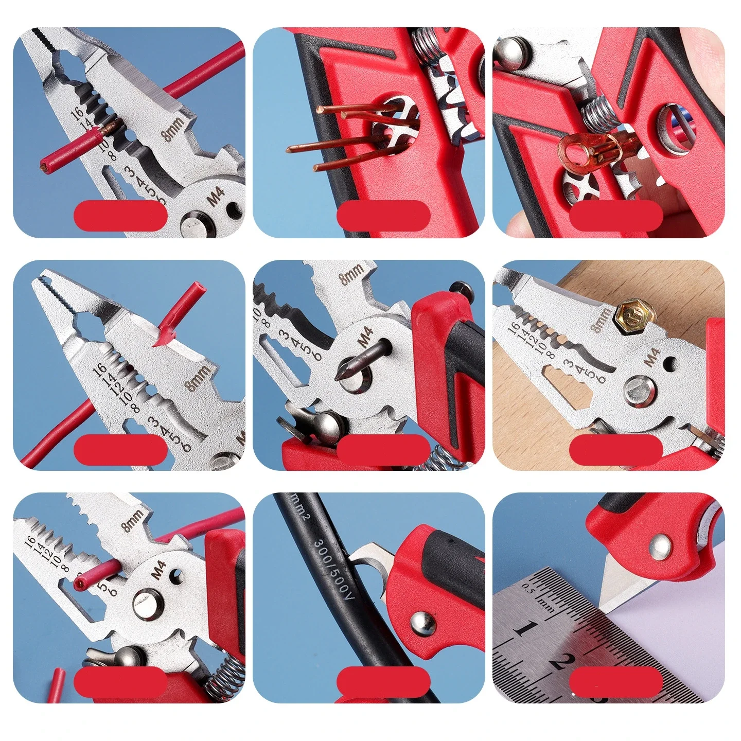 18 in 1 Electrician Pliers Multifunctional Wire Stripper Crimper Cutting Pliers Professional Electrical Repair Hand Tool