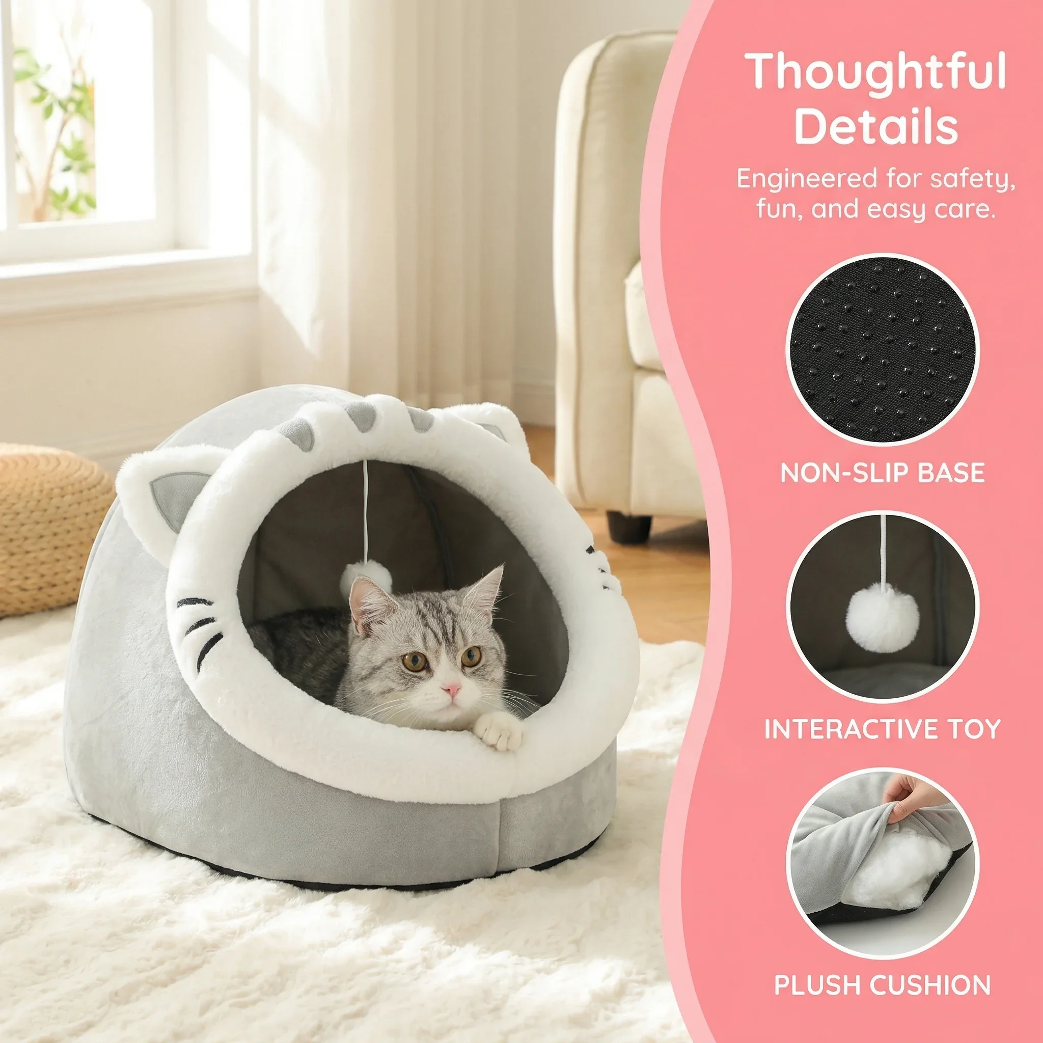 Four Season Universal Cat Bed Cat House Soft Comfortable Pet  Dog Bed Puppy Sleeping Bag Tent Habitats Basket House Pet Supplies