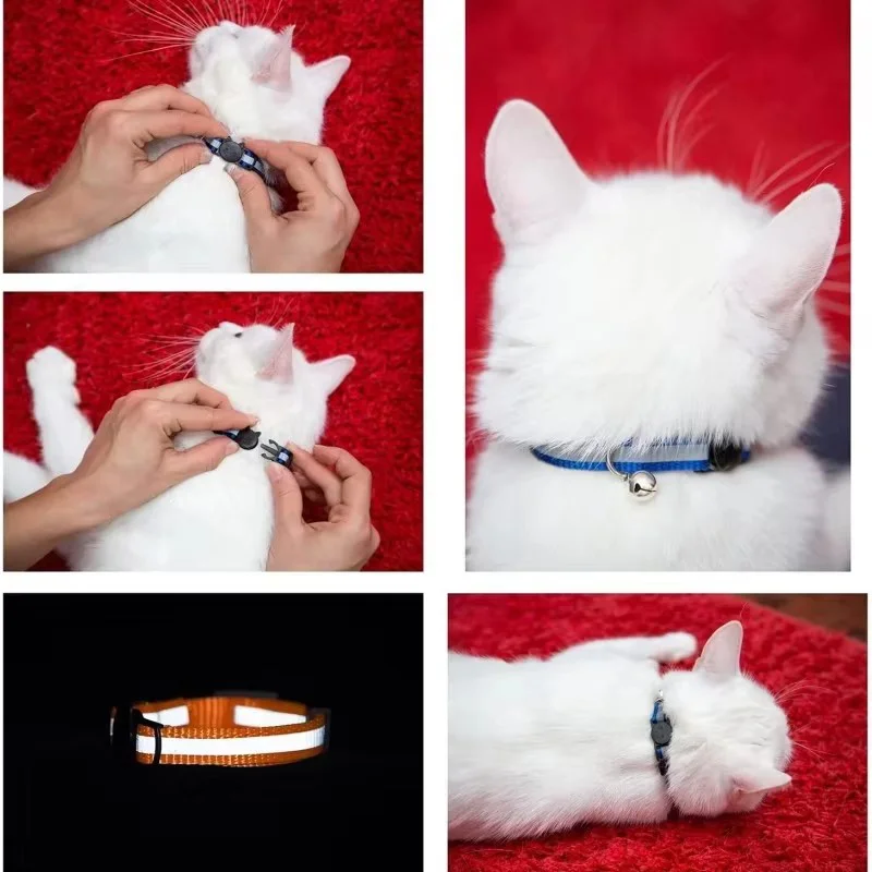Cartoon Cat Head Reflective Pet Collar Colorful Bell Adjustable Safety Neck Strap Fashion Pet Collar For Kitten Puppy Small Dog Cartoon Cat Head Reflective Pet Collar Colorful Bell Adjustable Safety Neck Strap Fashion Pet Collar For Kitten Puppy Small Dog